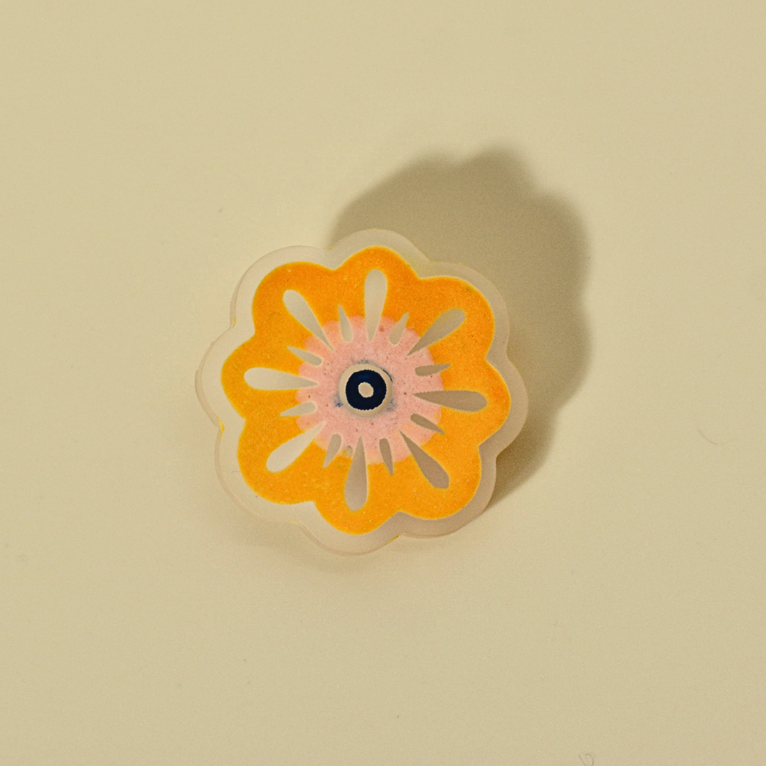 Jesmonite Floral Label Pin (#1)