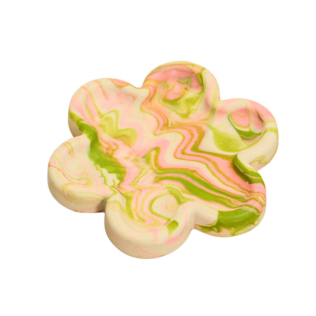 Jesmonite Flower Coaster (Mint-Pink)