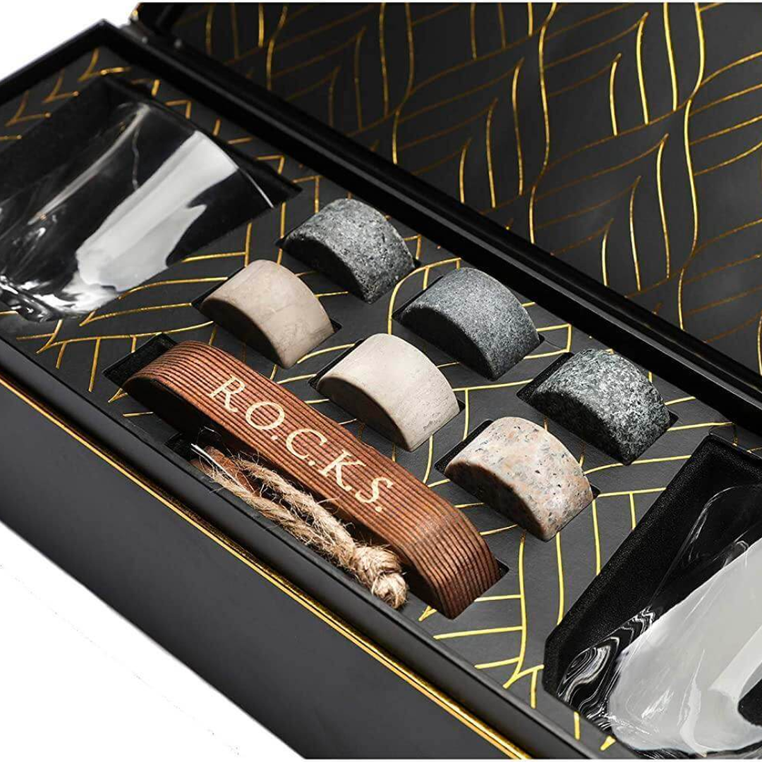 ROCKS The Connoisseur’s Set with 2 Crystal Twist Glasses