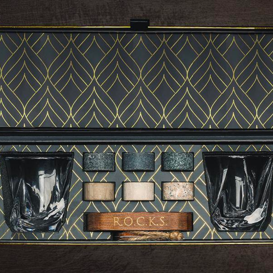 ROCKS The Connoisseur’s Set with 2 Crystal Twist Glasses