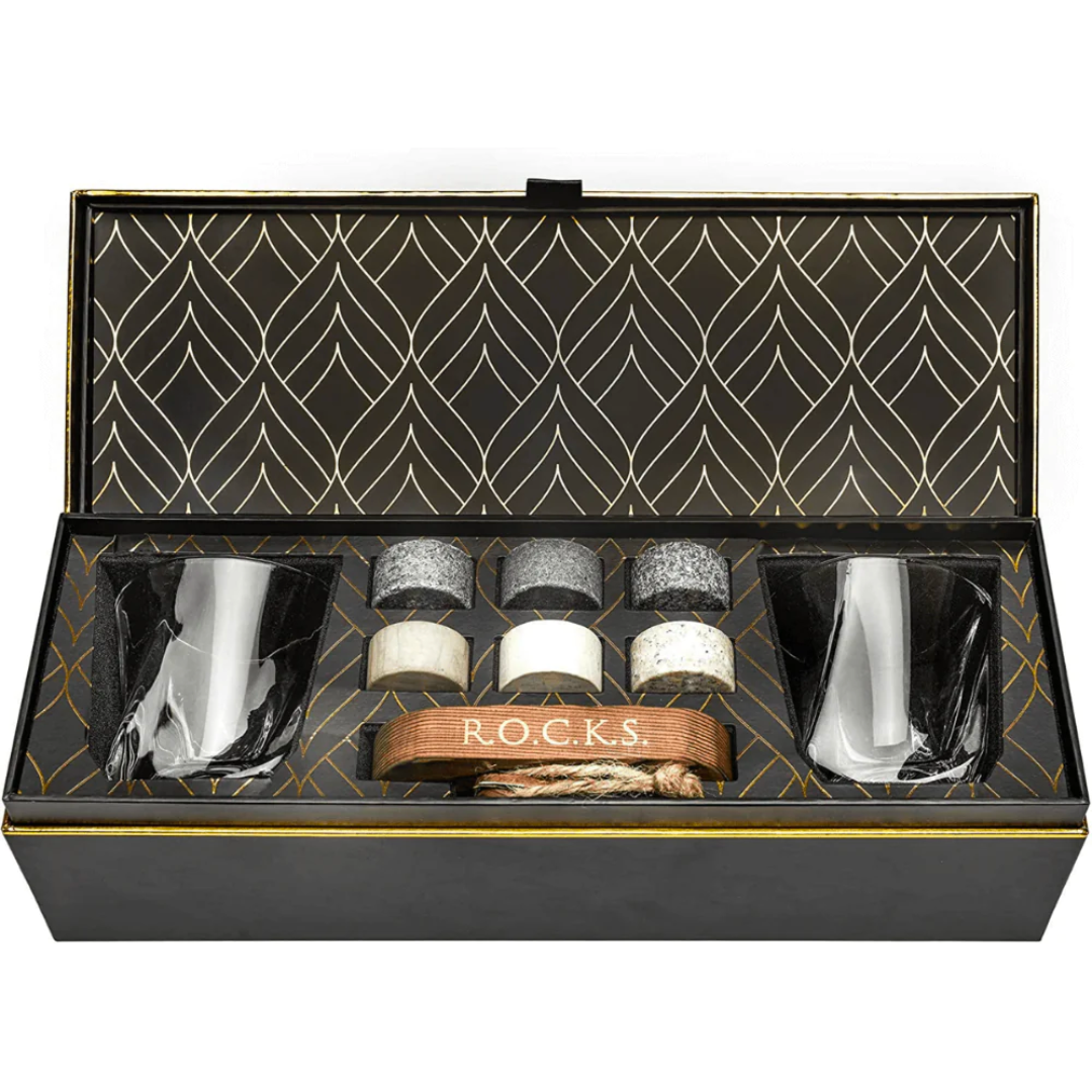 ROCKS The Connoisseur’s Set with 2 Crystal Twist Glasses