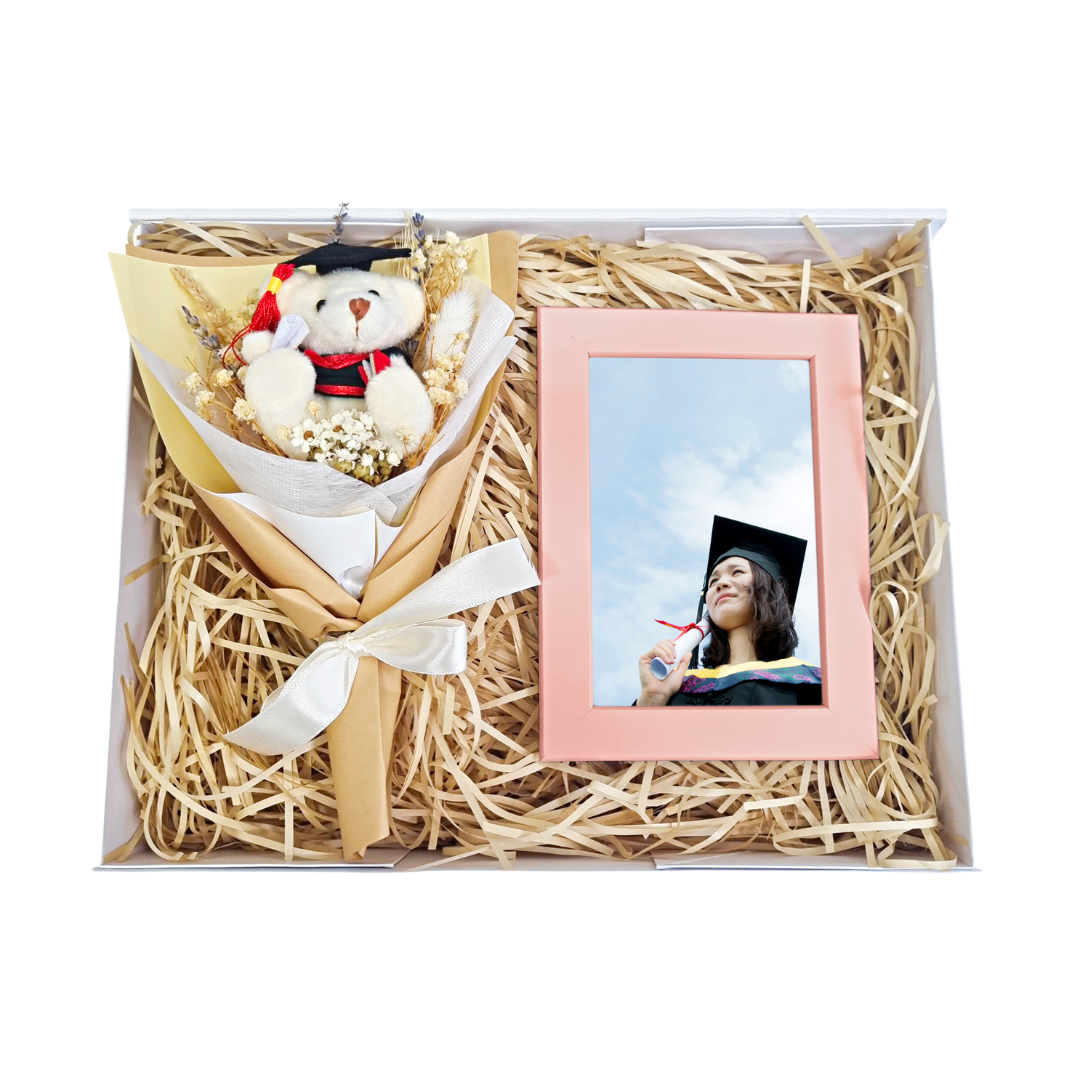 Yellow Grad Bear Bouquet & Personalised Photo Frame