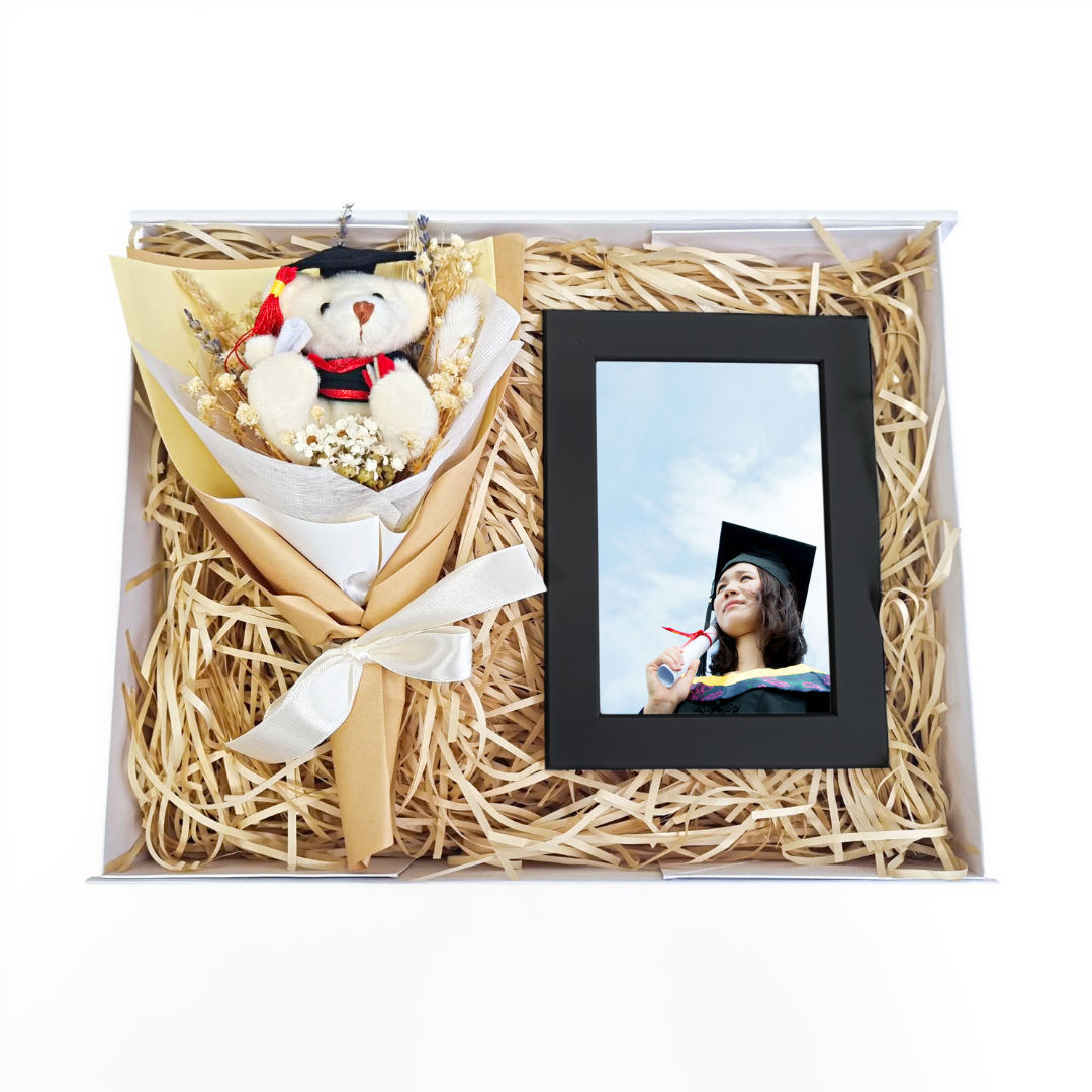 Yellow Grad Bear Bouquet & Personalised Photo Frame