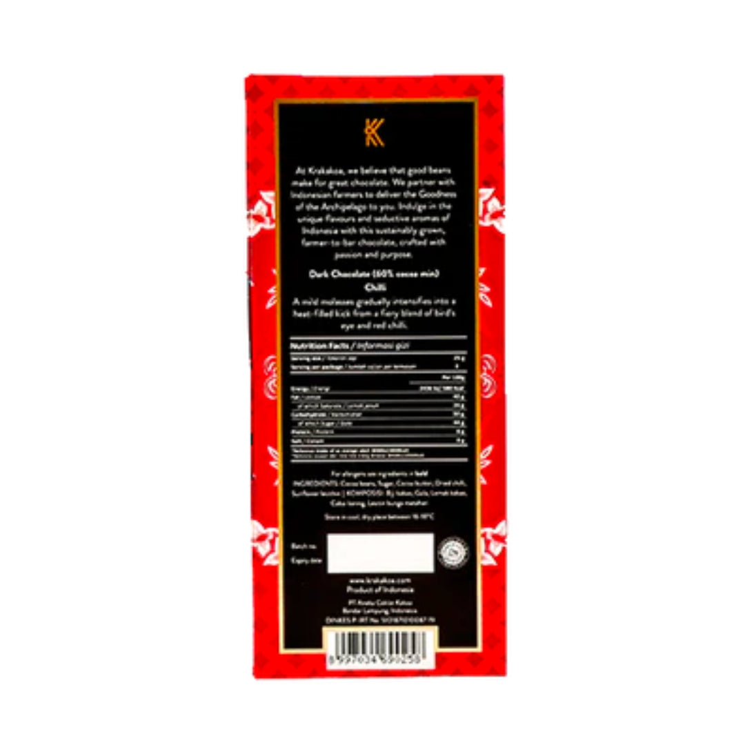 Krakakoa - Chocolate Bar - Chilli Dark Chocolate (50g)