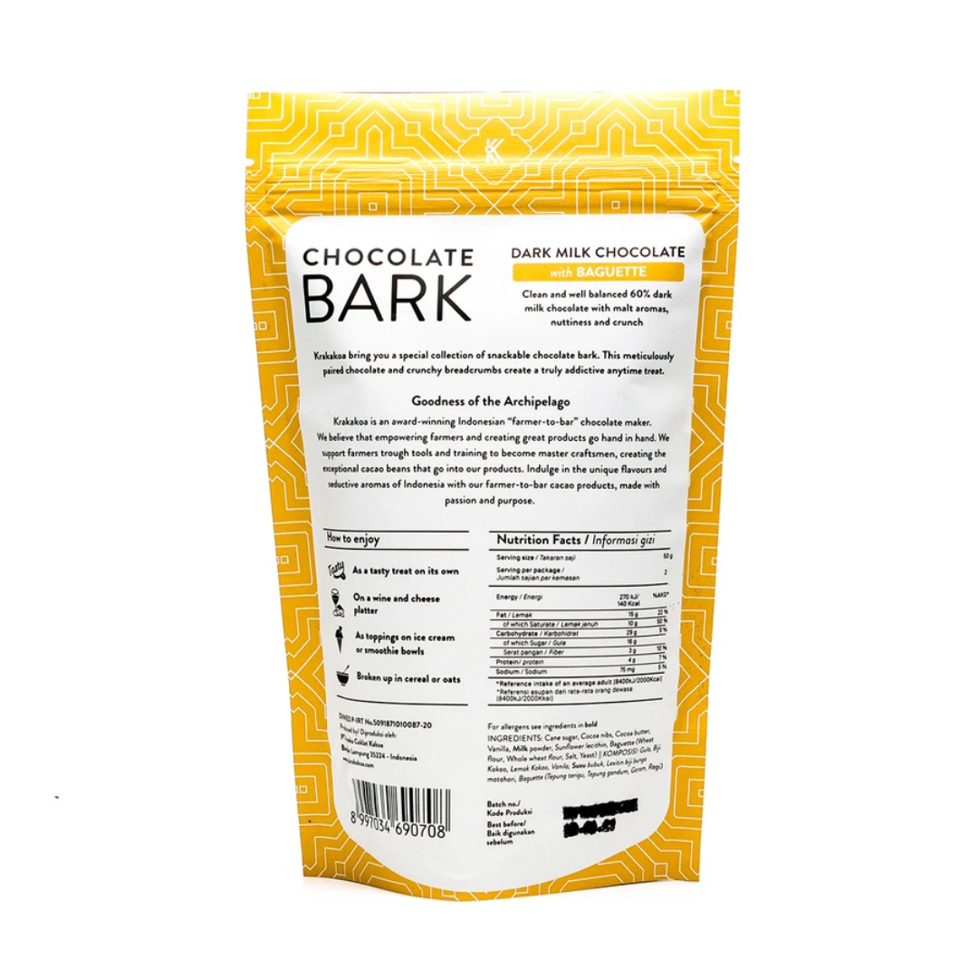 Krakakoa - Chocolate Bark - Baguette Dark Milk Chocolate (100g)