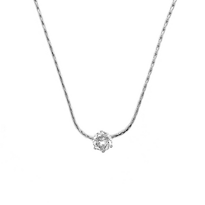 Arva Dahlia Crystal Necklace in Silver (Stainless Steel)