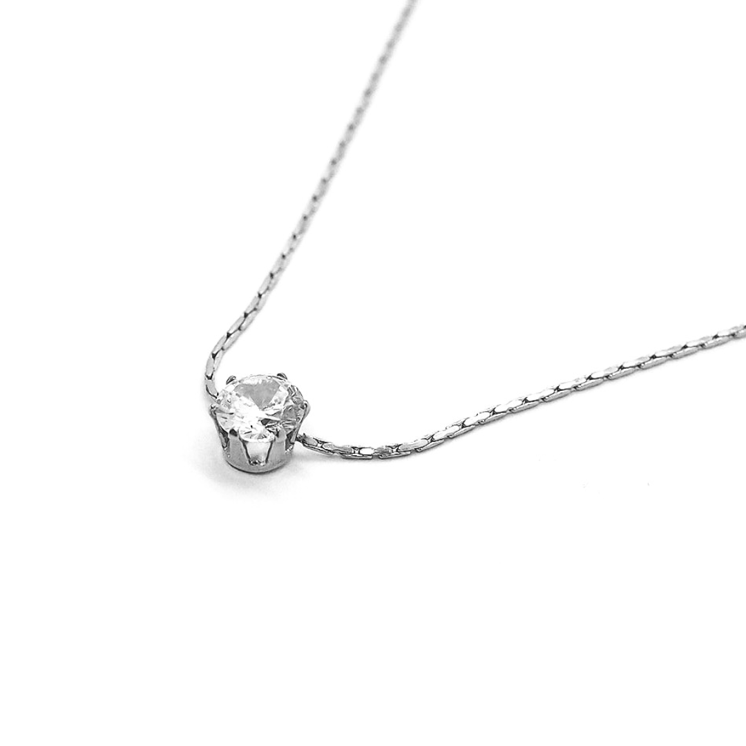 Arva Dahlia Crystal Necklace in Silver (Stainless Steel)