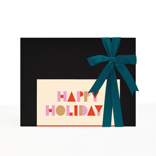 Premium Gift Box Packaging & Card - Black Box & Happy Holidays Sticker