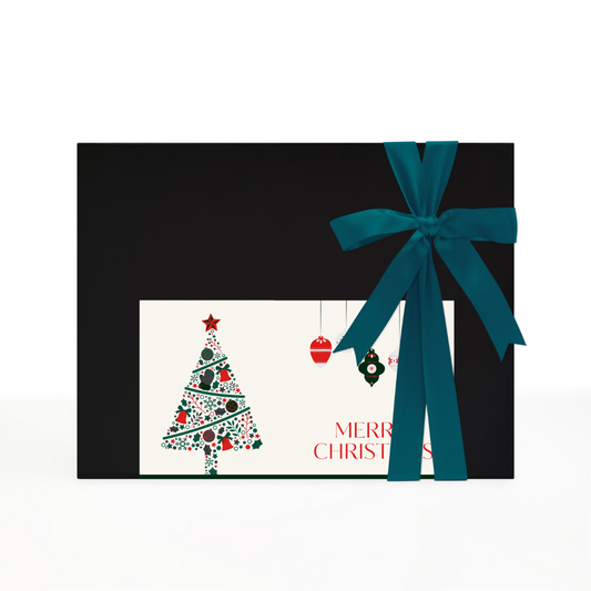 Premium Gift Box Packaging & Card - Black Box & Merry Christmas Sticker