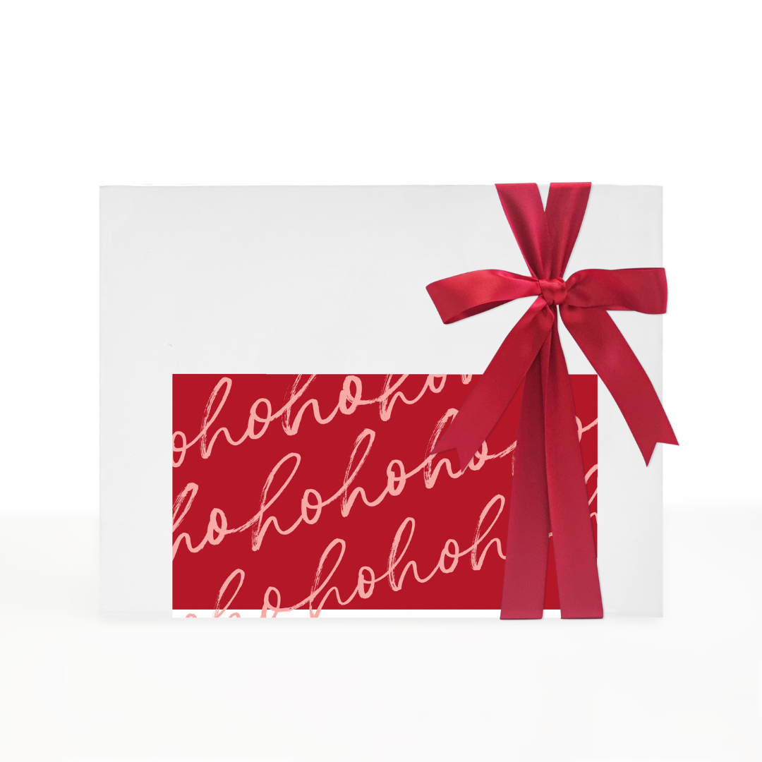 Premium Gift Box Packaging & Card - White Box & Ho Ho Ho Sticker