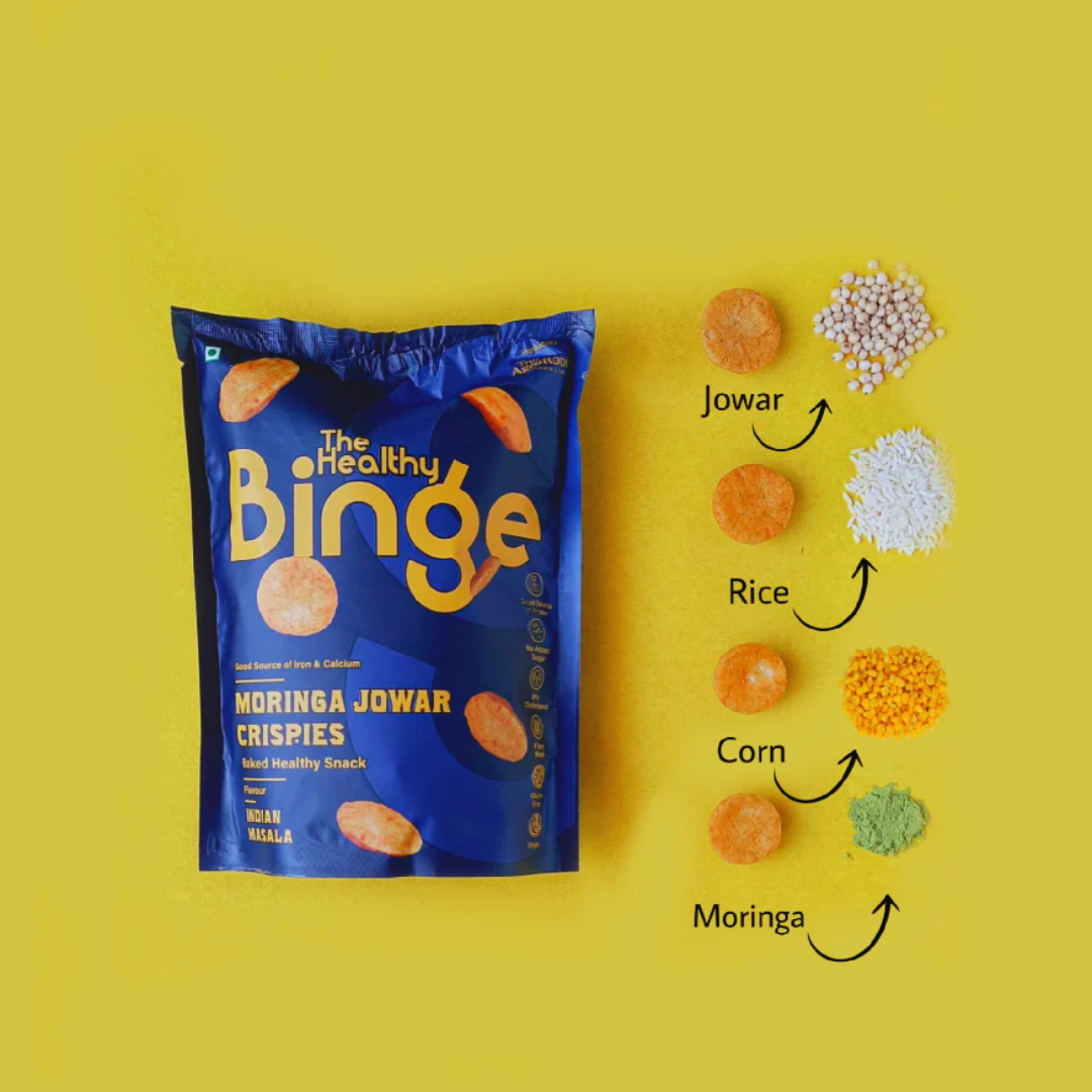 Healthy Binge Moringa Jowar Crispies - Indian Masala (40g)