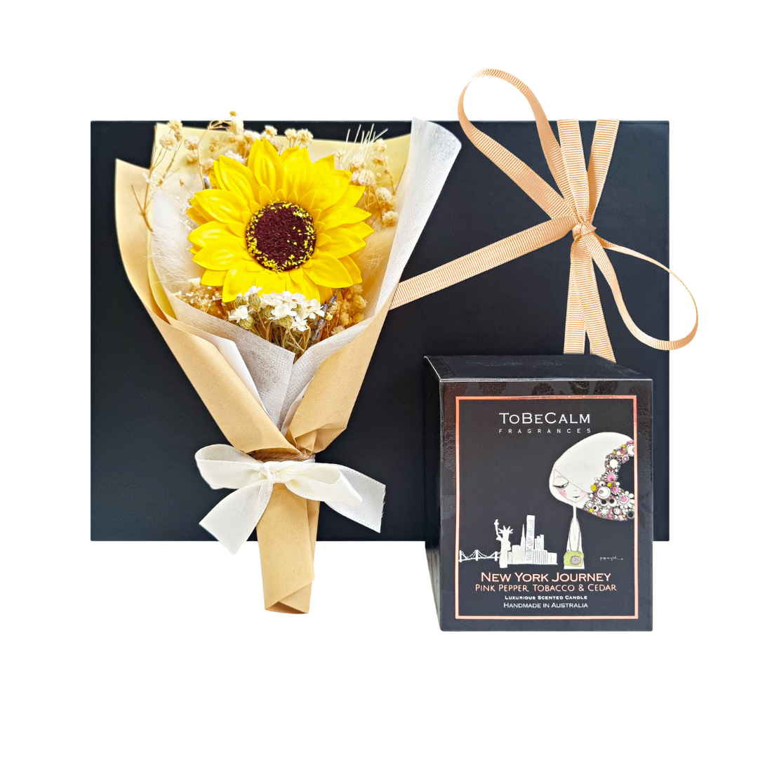 Mini Bouquet & Journey Candle Combo (Black)