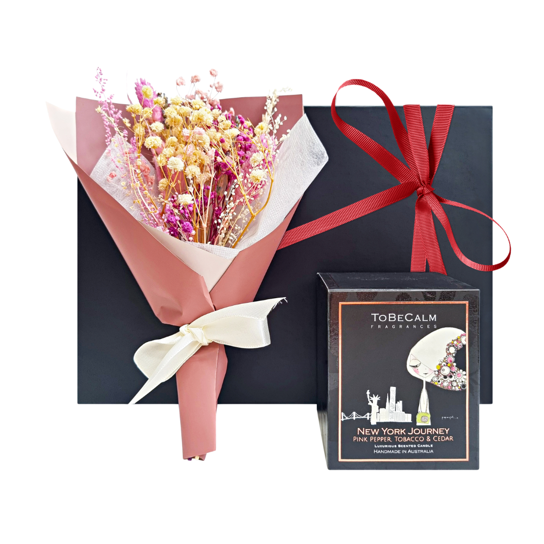 Mini Bouquet & Journey Candle Combo (Black)