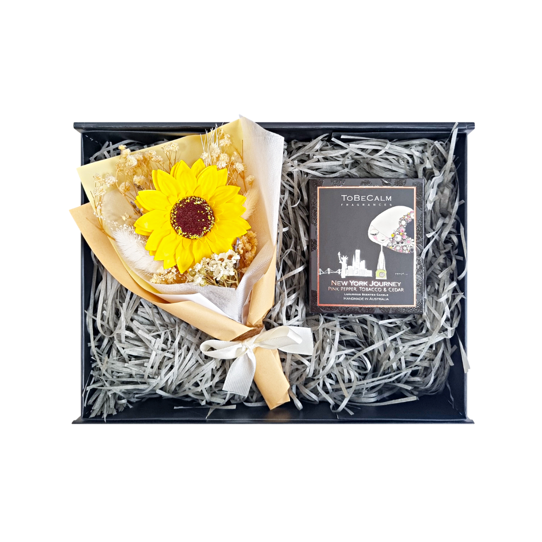 Mini Bouquet & Journey Candle Combo (Black)