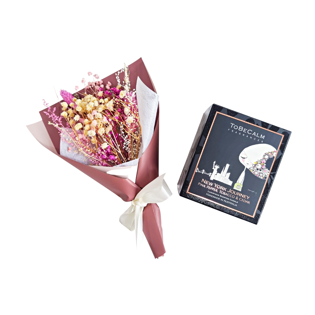 Mini Bouquet & Journey Candle Combo (Black)