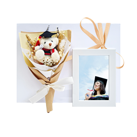 Yellow Grad Bear Bouquet & Personalised Photo Frame