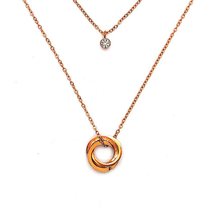 Arva Ethereal Layered Necklace in Rose Gold (Stainless Steel)