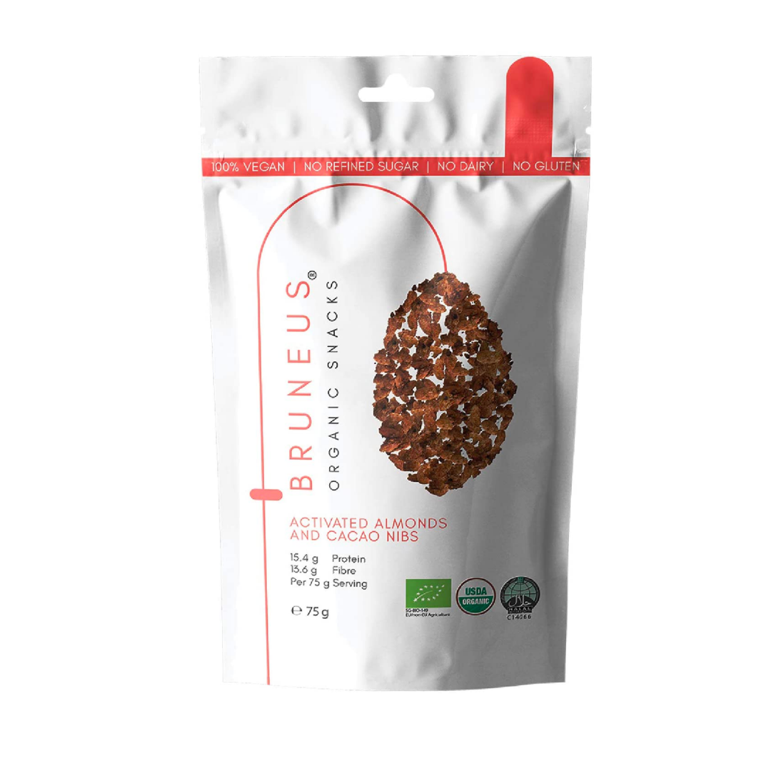 Bruneus Organic Activated Almonds & Cacao Nibs Clusters