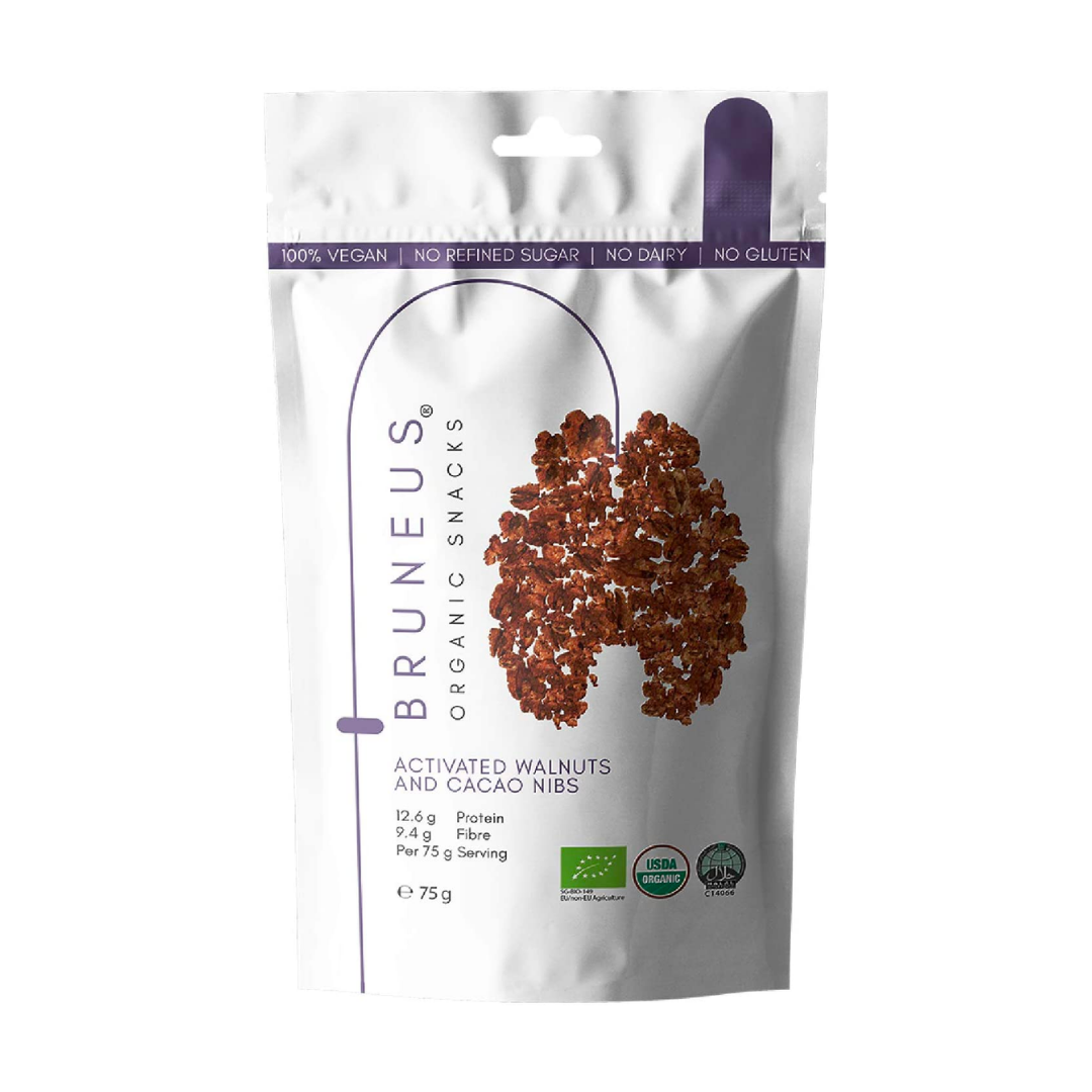 Bruneus Organic Activated Walnuts & Cacao Nibs Clusters