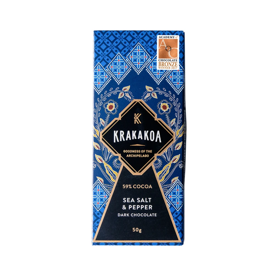 Krakakoa Chocolate Bar - Sea Salt & Pepper Dark Chocolate (50g)