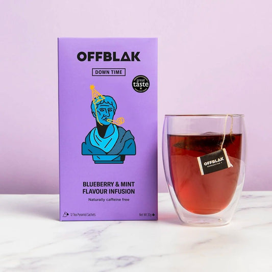 OFFBLAK Down Time Tea (Blueberry & Mint Herbal Tea, 12 bags) - Caffeine Free
