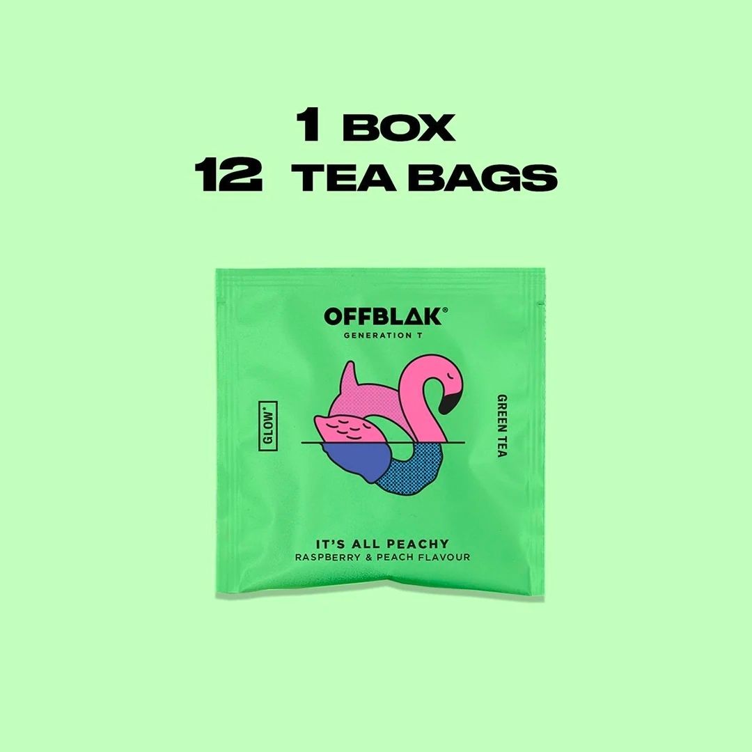 OFFBLAK It's All Peachy Tea (Raspberry & Peach Green Tea, 12 bags)