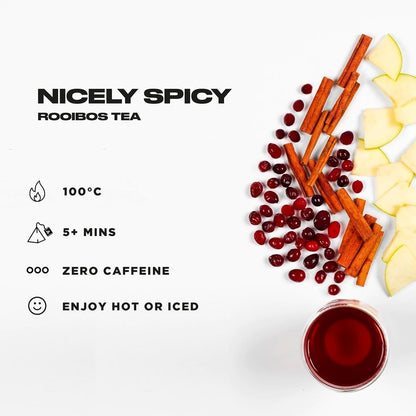 OFFBLAK Nicely Spicy Tea (Cranberry & Cinnamon Herbal Tea, 12 bags) - Caffeine Free