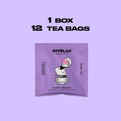 OFFBLAK Sleep Breezy Tea (Chamomile & Peach Herbal Tea, 12 bags) - Caffeine Free