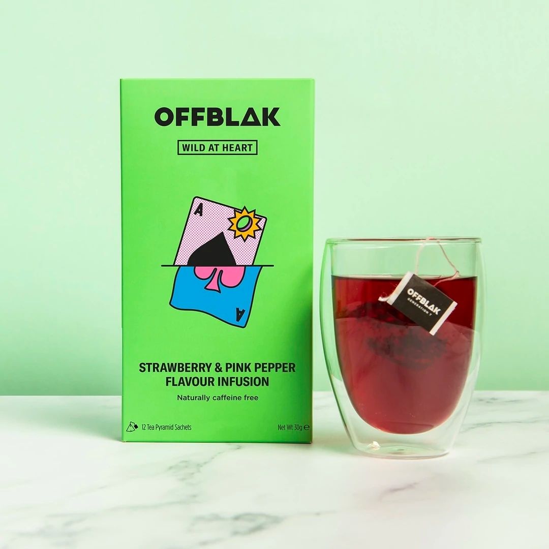 OFFBLAK Wild At Heart Tea (Strawberry & Pink Pepper Fruit Tea, 12 bags)