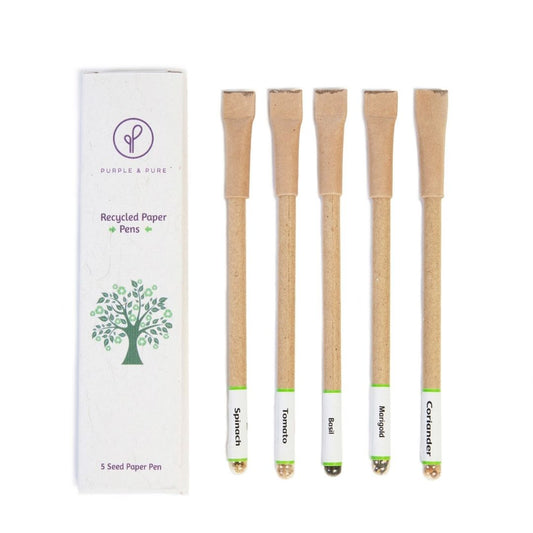 Purple & Pure Recycled Paper Seed Pens (Set of 5)