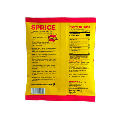 SPRICE Organic Black Pepper & Salt Brown Rice Crisps